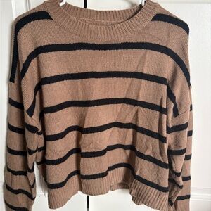 Striped Tan and Black Women's Sweater